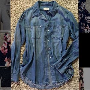 Distressed denim top